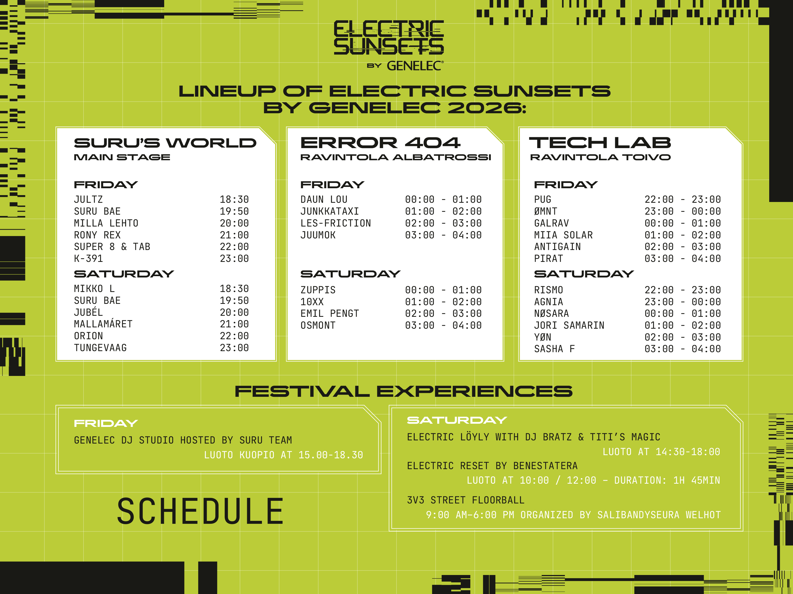 Electric Sunsets Lineup and Schedule